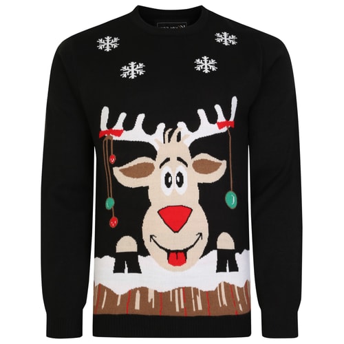 KAM Rudolph Weihnachtspullover Schwarz